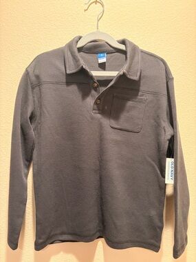 Old Navy Charcoal Gray Knit Polo Sweatshirt (Kids)
